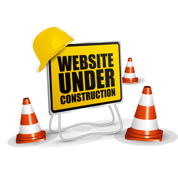website under construction sign with studs illustration - design element