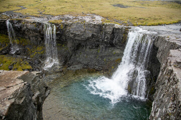 Fototapeta na wymiar Skútafoss in on the Icelandic South Coast bit away from all its hustle and bustle.