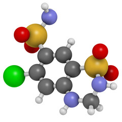 Hydrochlorothiazide diuretic drug, chemical structure.