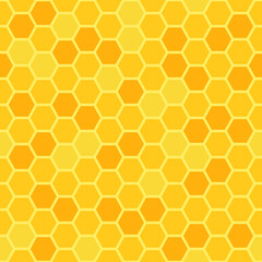 Abstract honeycomb seamless pattern with yellow hexagon cells. Vector illustration