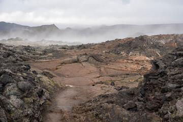 Krafla is a caldera of about 10 km and with a 90 km long fissure located in the north of Iceland in the Mývatn region.