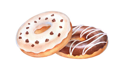 Vector watercolor illustration of Donuts
