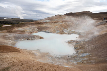 Krafla, Iceland. Krafla is a caldera of about 10 km and with a 90 km long fissure located in the north of Iceland in the Mývatn region.
