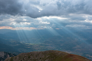 Rays of light passing trough the clouds.