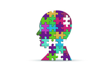Creativity concept with head made of jigsaw pieces