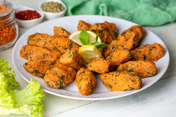 Mercimek Koftesi, Traditional Turkish Food with Bulgur and Lentil