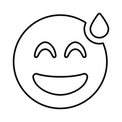 Grin beam sweat Emoji Icon