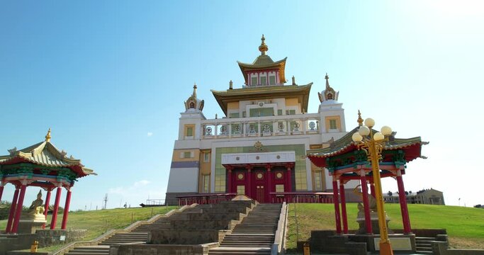 Buddhist temple in the city of Elista, Republic of Kalmykia. The largest temple in Europe. The golden abode of Shakyamuni Buddha. 
