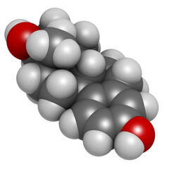 Estradiol female sex hormone, molecular model.