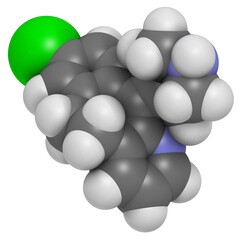 Desloratadine antihistamine drug, chemical structure.