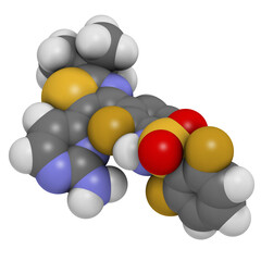 Dabrafenib melanoma cancer drug, chemical structure.