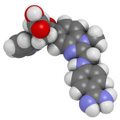 Dabigatran anticoagulant drug, chemical structure.