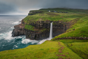 Fototapeta na wymiar Amazing landscapes of the Faroe Islands captured in summer. Views of the island of Vagar