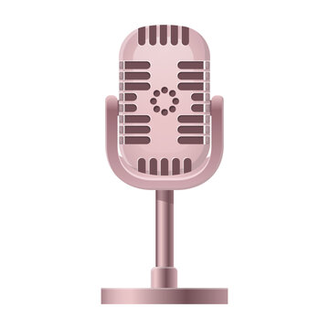 Vintage round pink microphone. Vector. Retro. Sound. Illustration and design element.