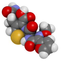 Cefuroxime second generation cephalosporin antibiotic, chemical structure.