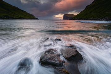 Obraz premium Amazing landscapes of the Faroe Islands captured in summer. Views of the island of Vagar