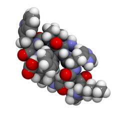 Bremelanotide female sexual dysfunction drug molecule (investigational). 3D rendering.