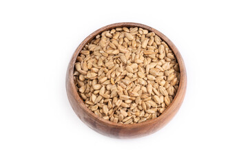 Sunflower seed kernel on the white background
