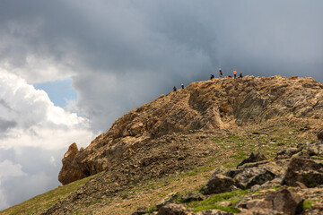 The summit of Mount Belford with people at the top