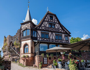 Saverne, France - 09 04 2022: View of Haut-Barr Castle and the Alsace plain