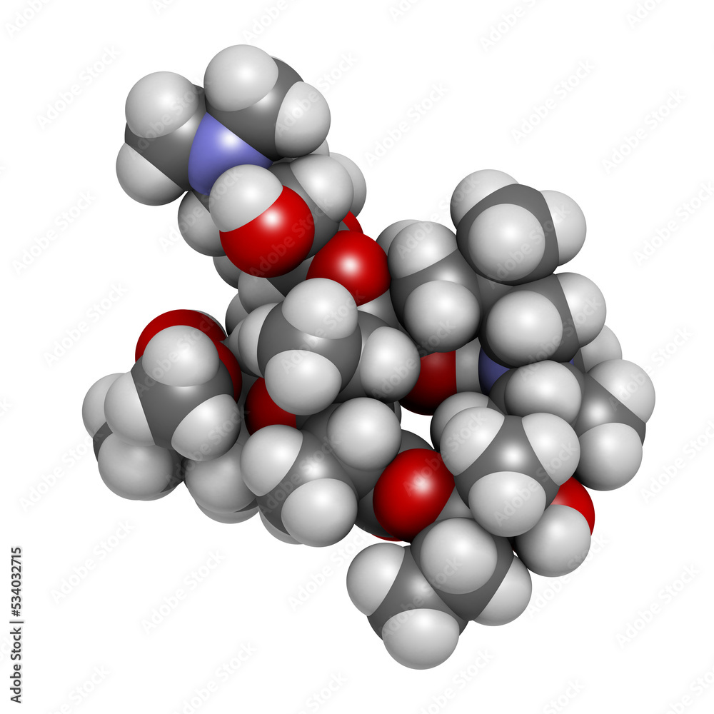 Wall mural Azithromycin antibiotic drug (macrolide class), chemical structure.