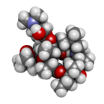 Azithromycin antibiotic drug (macrolide class), chemical structure.