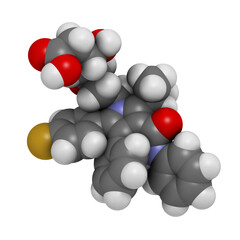 Atorvastatin cholesterol lowering drug (statin class), chemical structure.
