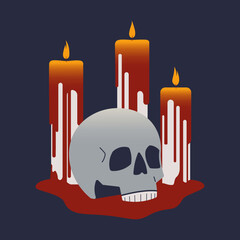 Halloween red candles with skull print.