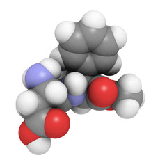 Aspartame artificial sweetener molecule. Used as sugar substitute. 3D rendering.