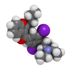 Amiodarone antiarrhythmic drug, chemical structure.