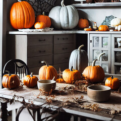 halloween pumpkins table