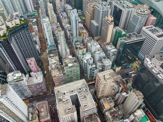 Drone fly over of the Hong Kong city