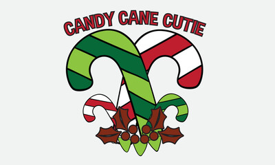 Candy Cane Cutie Christmas Sublimation T-Shirt Design