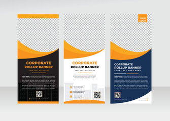 Roll up banner design vertical abstract background pull up design corporate xbanner template