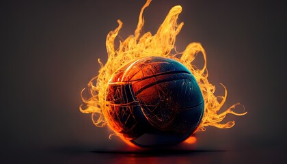 Burning volleyball on isolated background. 3d illustration.