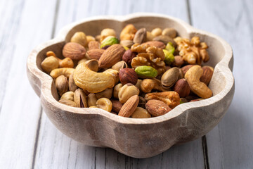 Mixed nuts on a white background