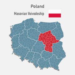 Vector map Poland and district Masovian