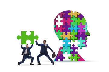 Creativity concept with head made of jigsaw pieces