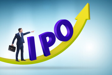 Businessman in the initial public offering IPO concept