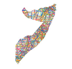 vector illustration of multicolored abstract striped map of Somalia