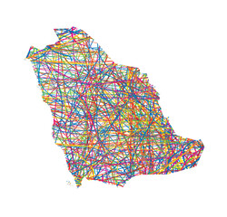 vector illustration of multicolored abstract striped map of Saudi Arabia
