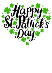 Happy St. Patricks day clipart. Heart, quatrefoils design