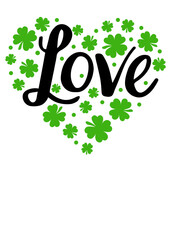 Love sign. St. Patricks day clipart. Heart, quatrefoils design