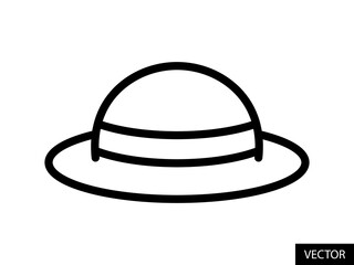 Summer hat vector icon in line style design for website, app, UI, isolated on white background. Editable stroke. Vector illustration.