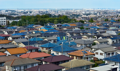 日本の街並み　住宅地　商業地域	