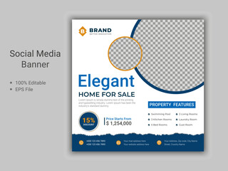Modern elegant home for sale real estate flyer template premium vector design
