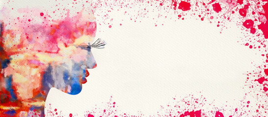 Obraz premium Abstract woman. Creative paitning face. Design element.
