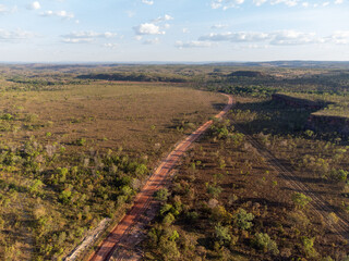 Naklejka premium wonderful aerial view of the Brazilian savannah by drone, the Cerrado of the Jalapão national park in Tocantins