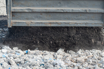 truck body pours asphalt, gravel, dump truck, industry