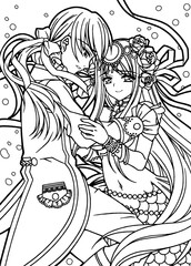 Illustration of the mermaid princess coloring book	